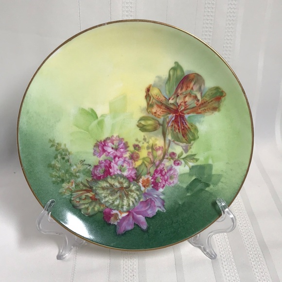 Antique LRL Limoges France plate Handpainted signed Lanoy marked - Picture 3 of 12